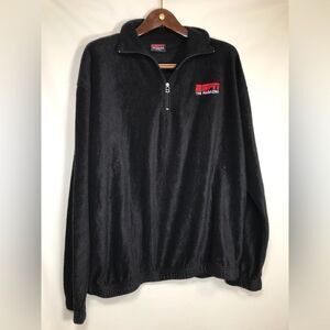 ESPN Magazine Sweater Mens XL Black Fleece Long Sleeve Logo Zip Front Pullover